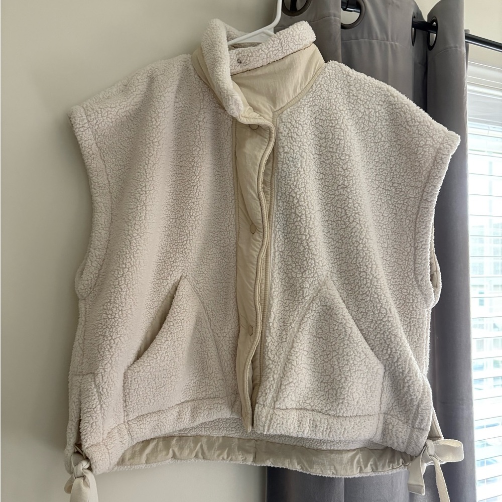 Free People Cream Sherpa Fleece Vest